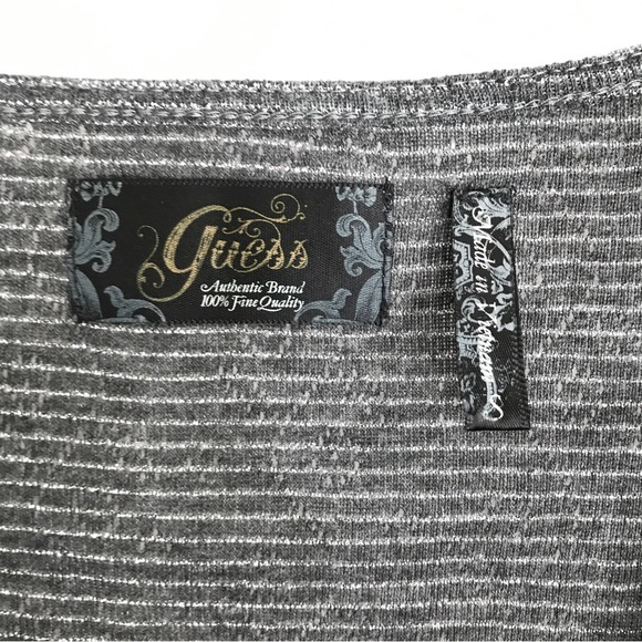 GUESS Jeans Authentic Vintage NWOT Metallic Thread V-Neck L/S Top-โ Charcoal - Picture 6 of 10